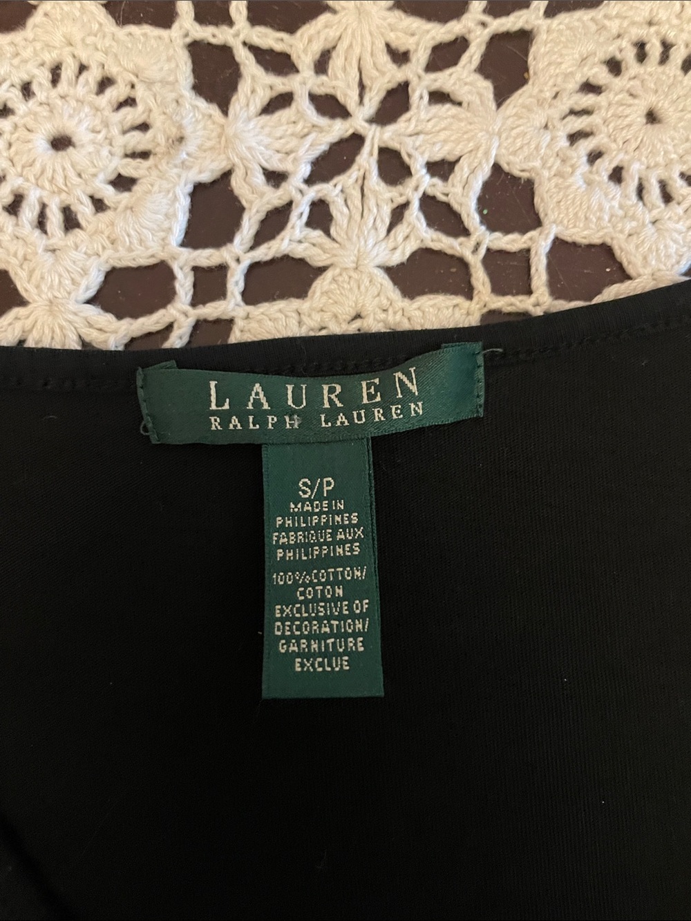 Lauren Ralph Lauren Black V-Neck Tee with Gold Monogram - Picture 4 of 5